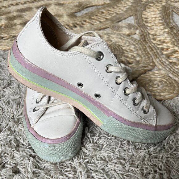 Chuck Taylor All Star Lift Oxford in White Glitter Pastel - Picture 1 of 3